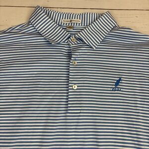 Peter Millar Polo Shirt Cotton XL Siwanoy Country Club Blue Striped